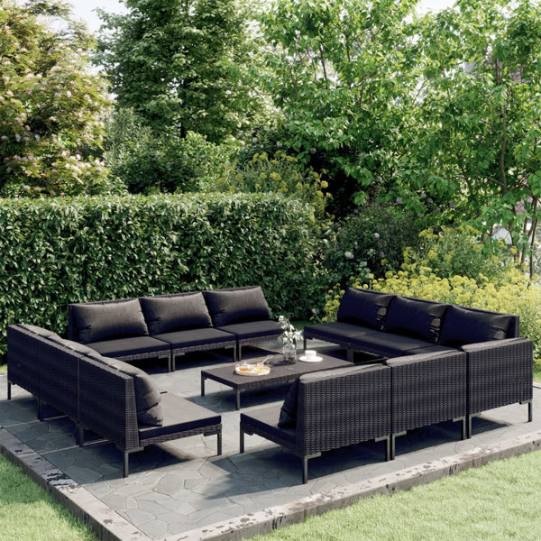 Ebern Designs 13 Piece Garden Lounge Set With Cushions Poly Rattan Dark